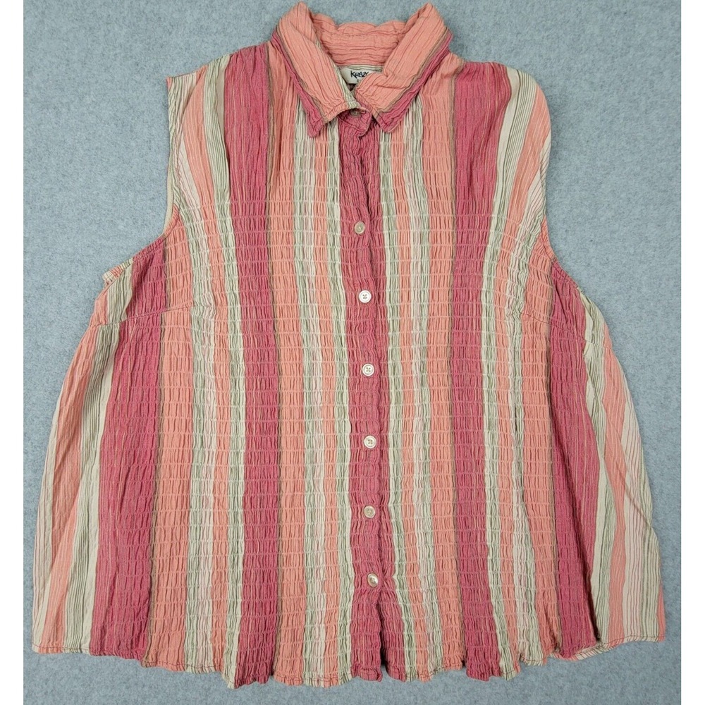 Krazy Kat Tank Top Blouse Womens Striped Stretch 1X